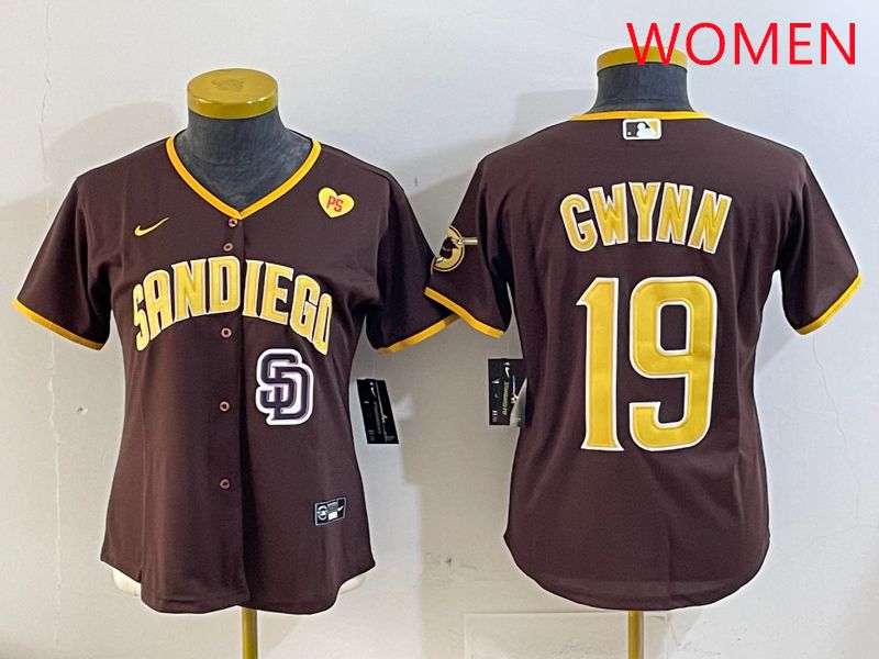 Women San Diego Padres #19 Gwynn Brown Game 2025 Nike MLB Jersey style 6->women mlb jersey->Women Jersey